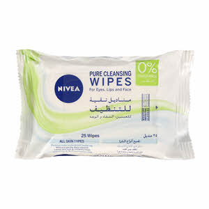Nivea Pure Cleansing Wipes for Eyes,Lips & Face 25Wipes
