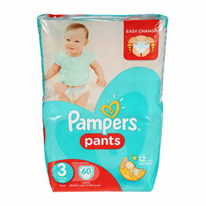 Pampers Baby-dry Pants Diapers Size 3, 6-11 Kg With Stretchy Sides for Better Fit 60 Pieces