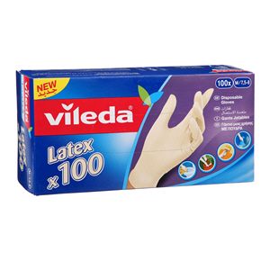 Vileda Latex Disposable Glove Medium 100'S