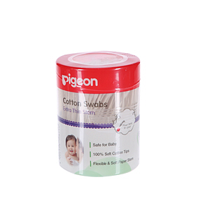 Pigeon Cotton Swabs Thin Stem Hinged Case 200 Pieces
