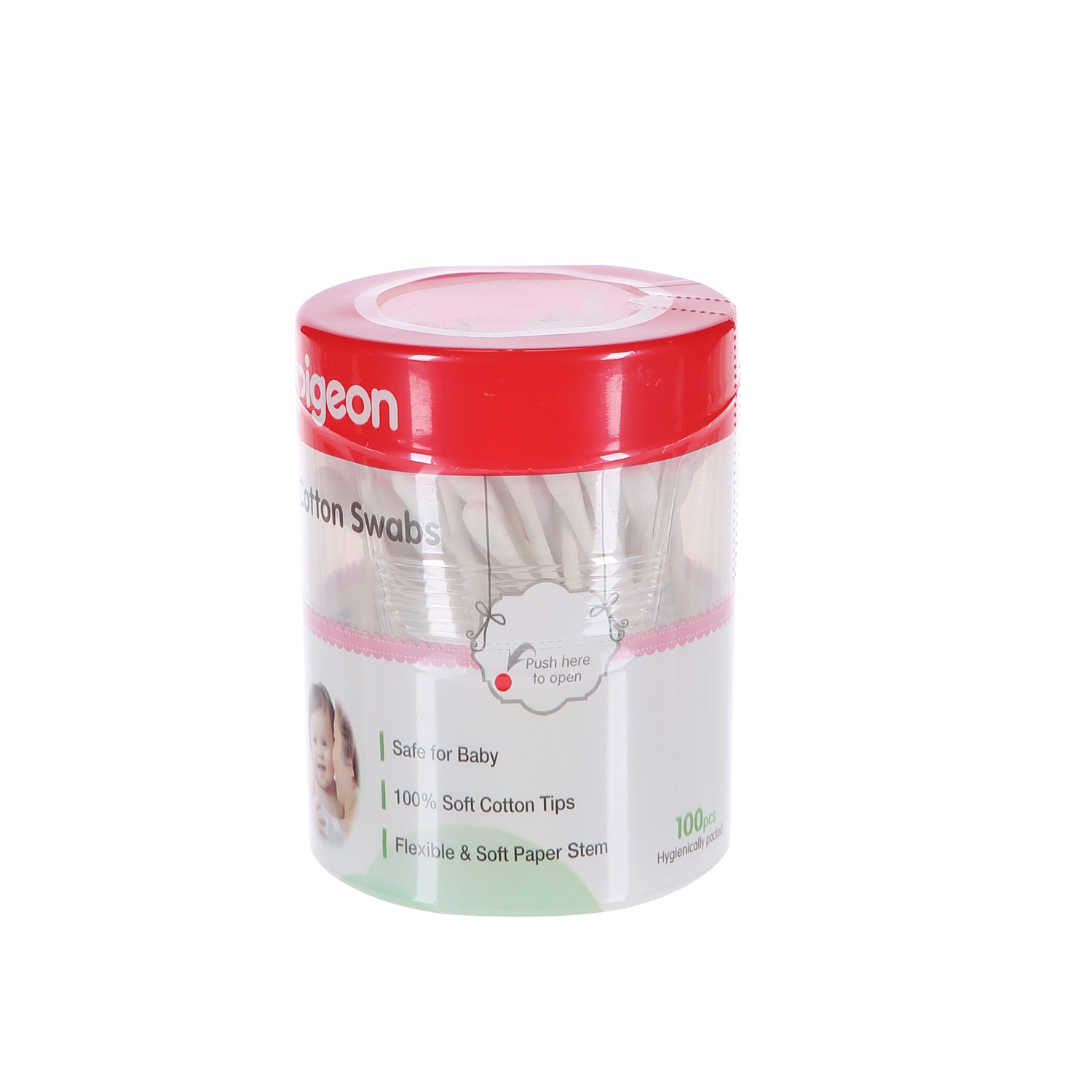 Pigeon Cotton Swabs Hinged Case 100 Pack