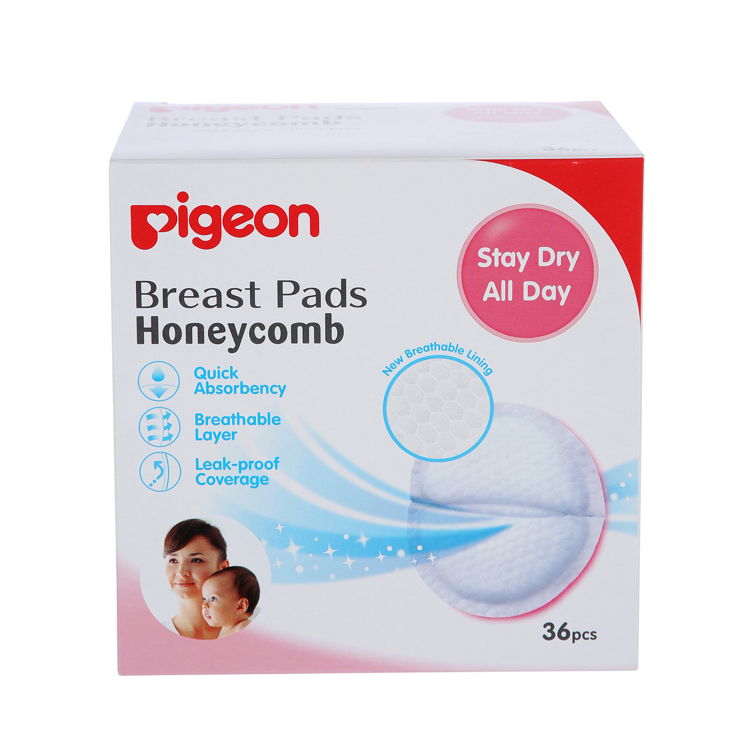 Pigeon Honeycomb Breast Pads 16592 White 36 Pieces