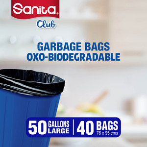 Sanita Club Garbage Bags Biodegradable 50 Gallons 20 Roll Bags