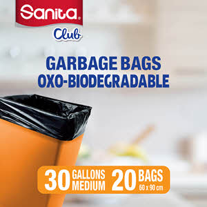 Sanita Club Biodegadable Garbage Bags 30 gallons Medium Size 60 X 90 cm 20 Pieces