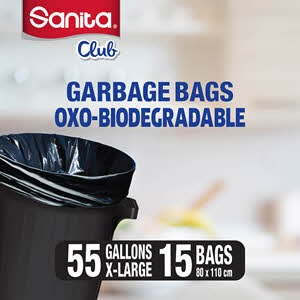 Sanita Club Garbage Bags Biodegradable 55 Gallons 15 Bags