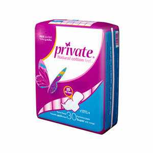 Private Maxi Super Pads With Wings 30 Pieces