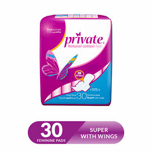 Private Maxi Super Pads With Wings 30 Pieces