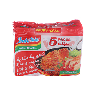 Indomie Noodles Hot Fried Flavor 75 g × 5 Pack