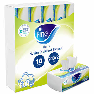 Fine Fluffy Facial Tissues 200s × 2 Ply × 10 Pack