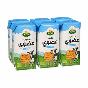 آرلا حليب عضوي كامل الدسم عبوة متعددة 200 مل، عبوة من 6 قطع آرلا حليب عضوي كامل الدسم عبوة متعددة 200 مل، عبوة من 6 قطع