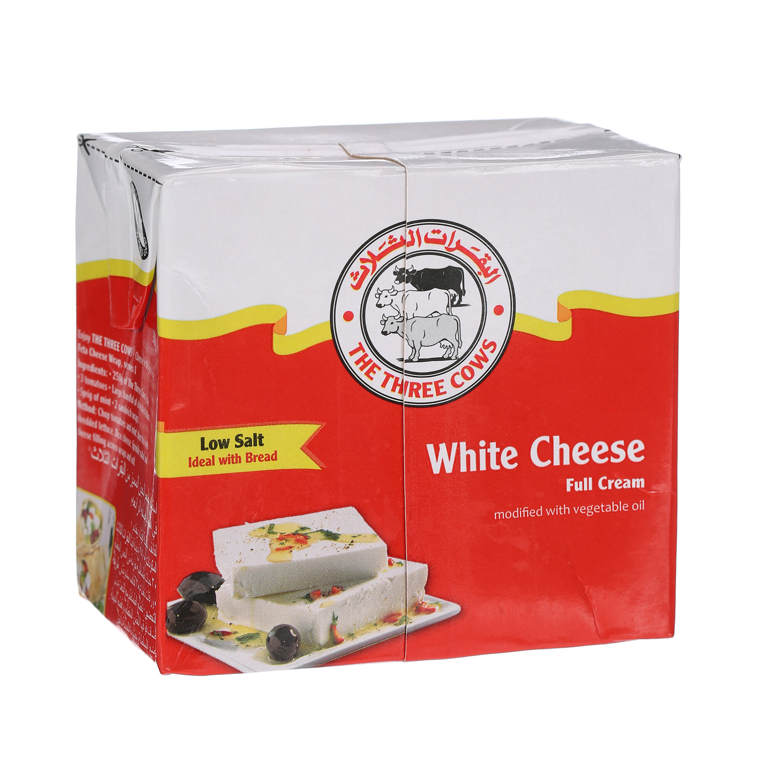 The Three Cows White Cheese Bricks Low Salt Red 500 g