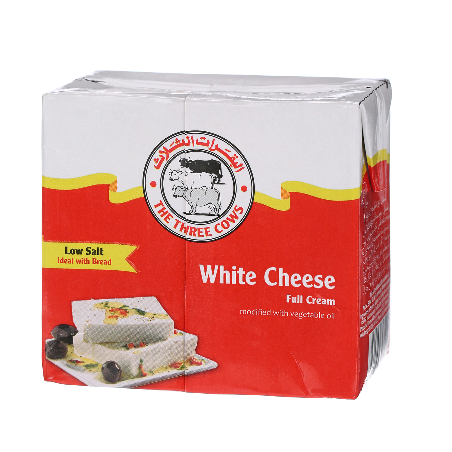 The Three Cows White Cheese Bricks Low Salt Red 500 g