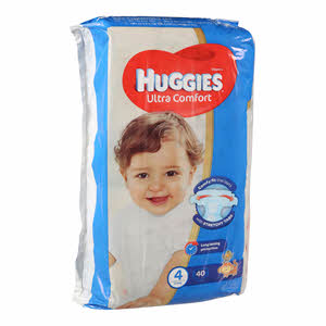 Huggies Ultra Comfort Baby Diaper Size 4 8-14 Kg Value Pack White 40 Diapers