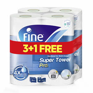 Fine Paper Towel Super 70 Sheets x 3ply x  3+1 Free