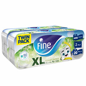 Fine Toilet Paper Extra Long 400 sheets x 2 Ply x 20 rolls