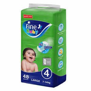 Fine Baby Diapers Size 4 Large 7-14 Kg 48 Pieces