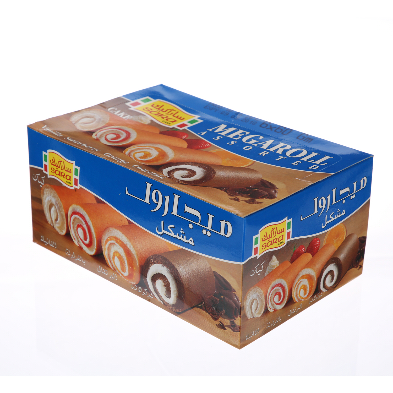 Sara Mega Roll Cake Assorted 60gm × 6'S