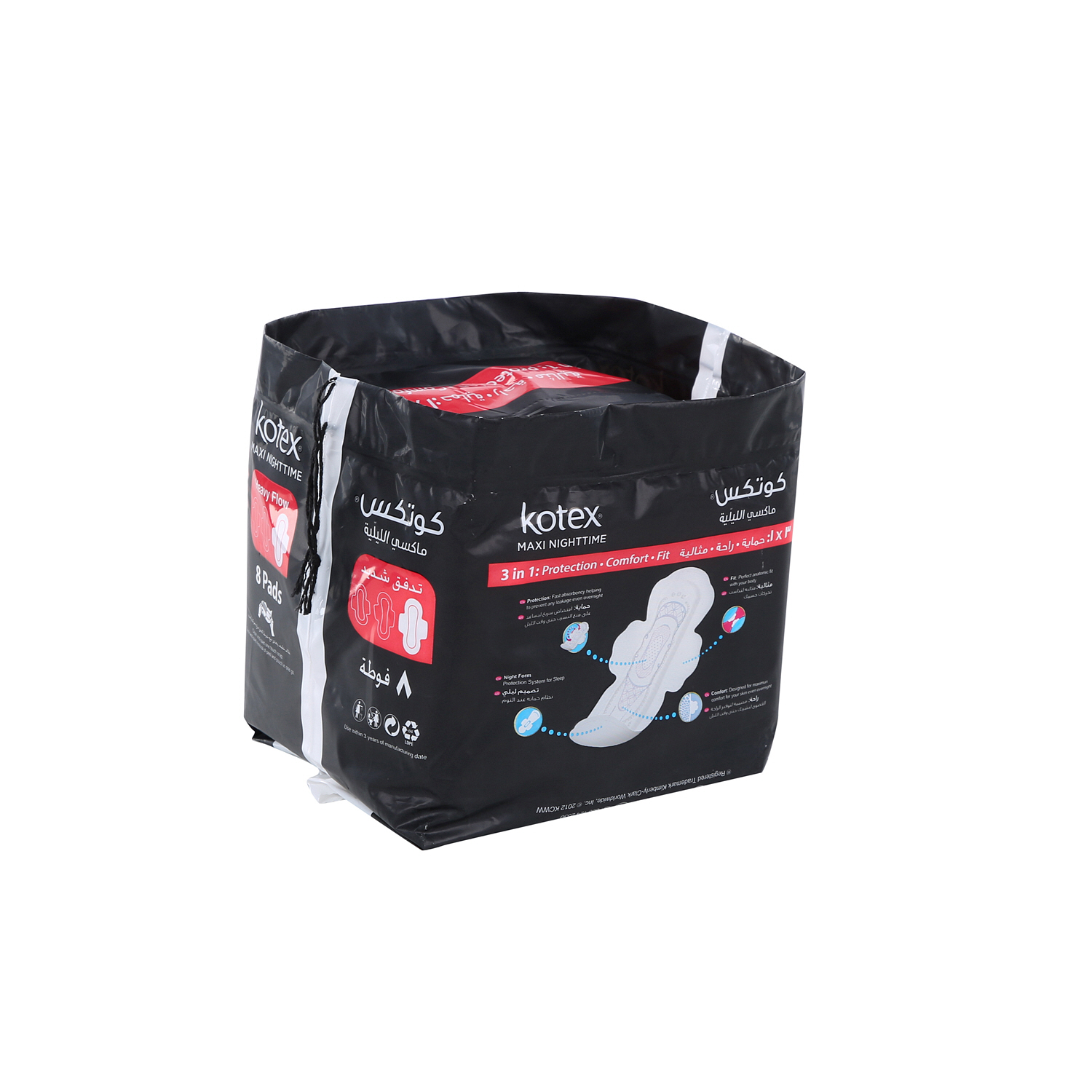 Kotex Nighttime Maxi Sanitary Pads With Wings White 8 Pads