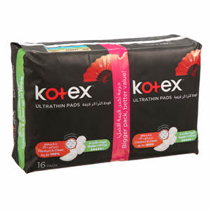 Kotex Maxi Pads Super With Wings Sanitary Napkins 16 Pack