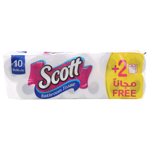 Scott Extra Soft Bathroom Tissue Unscented Roll 10 + 2 Free