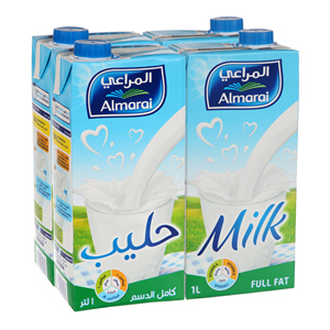 Al Marai Long Life Milk Full Fat with Vitamin 1 L × 4 Pack