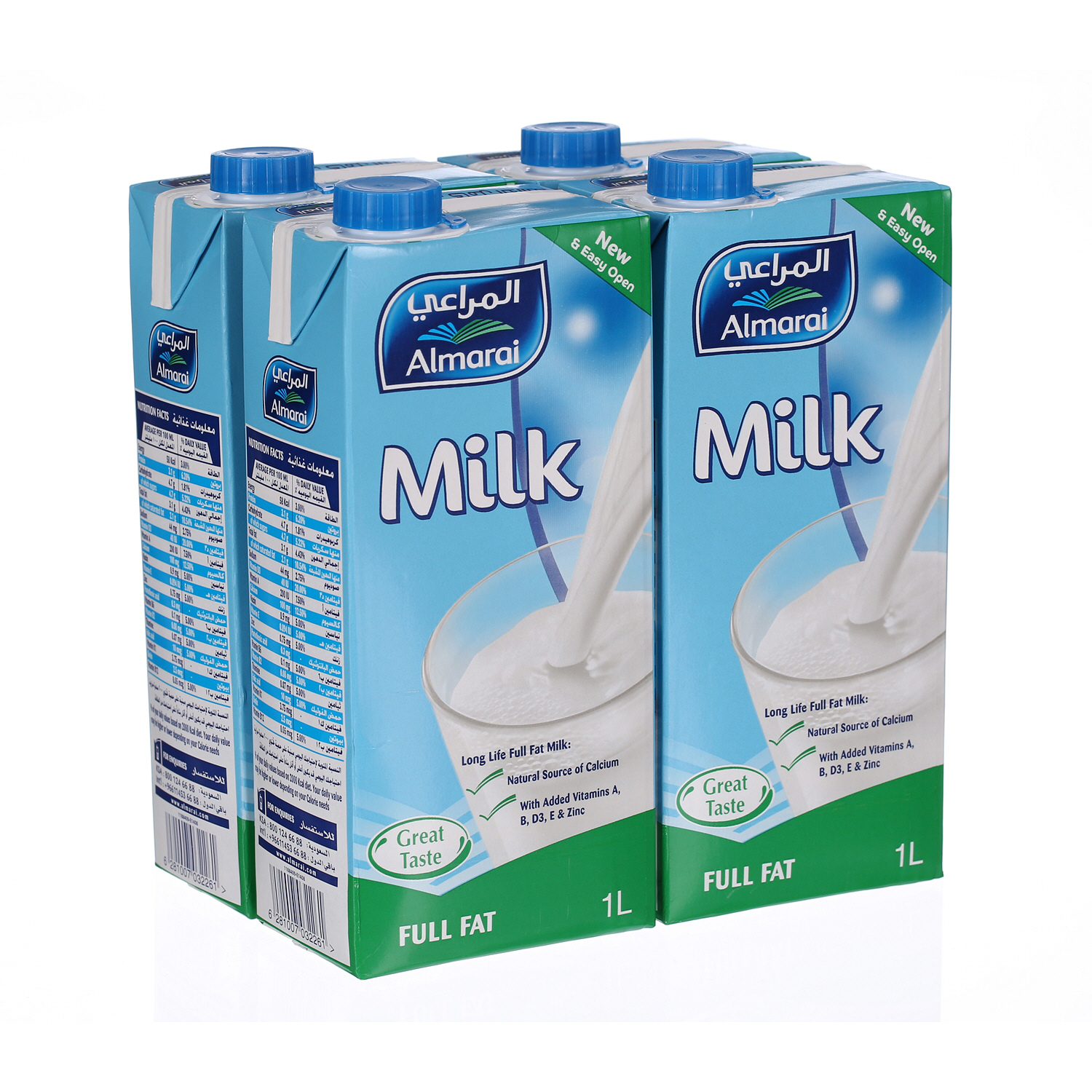 Al Marai Long Life Milk Full Fat with Vitamin 1 L × 4 Pack