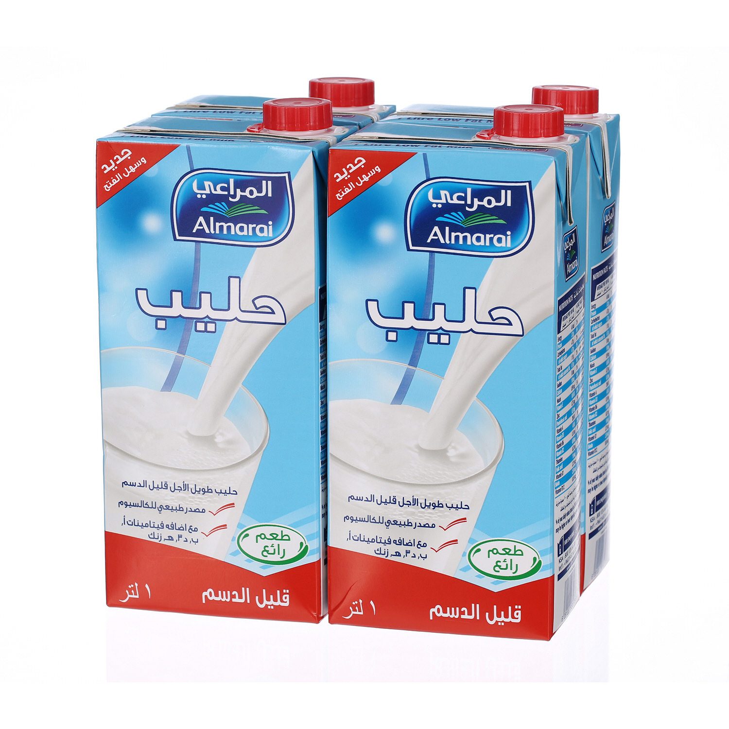 Al Marai Long Life Milk Low Fat with Vitamin 1 L × 4 Pack