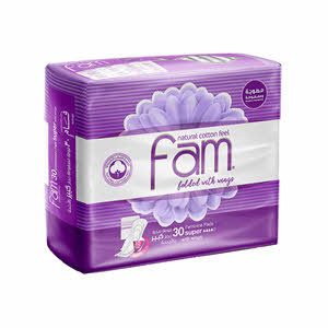 Fam Sanitary Pads Maxi Folded With Wings Super 30 Pads