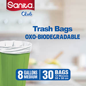 Sanita Club Trash Bags Biodegadable 8 Gallons 30 Bags