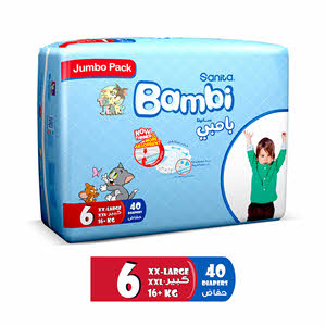 Sanita Bambi Jumbo Pack of 3 Size 6 - 40 Pieces