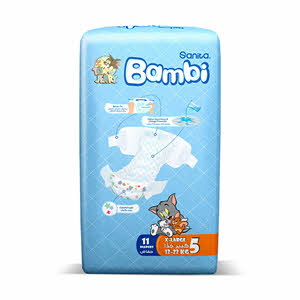 Sanita Bambi Baby Diapers Regular Pack Size 5, X-Large, 12-22 Kg, 11 Count