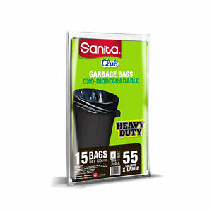 Sanita Club Garbage Bags Biodegadable 55 Gallons 15 Bags