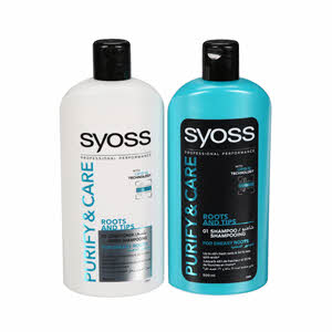 Syoss Purify & Care Shampoo 500Ml+Conditioner 500Ml