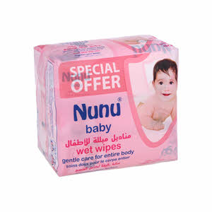 Nunu Baby Wipes Pink 72 Wipes