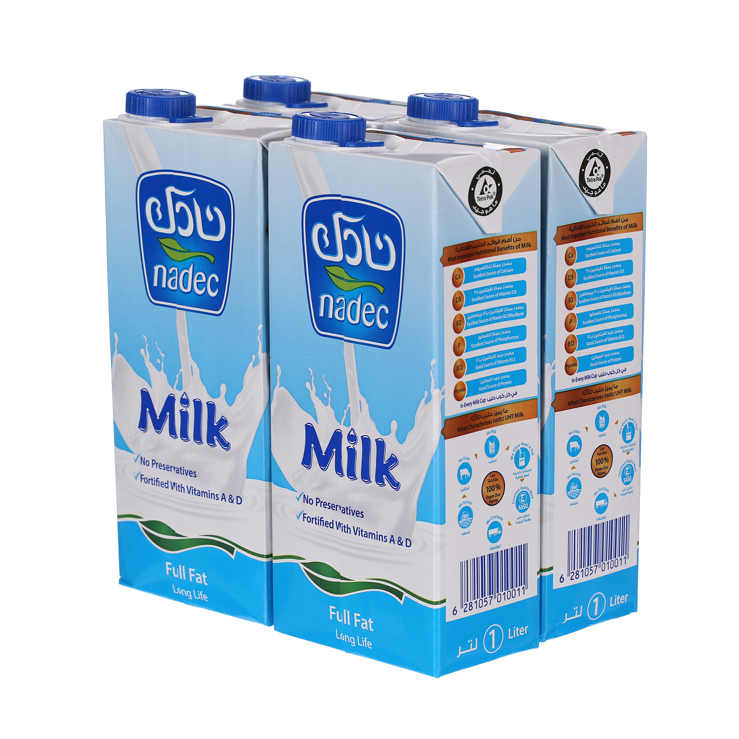 Nadec UHT Milk Full Fat 1 L × 4 Pack