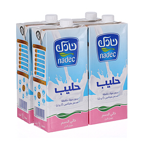 Nadec Long Life Milk Ski mmed 1 L × 4 Pack