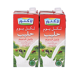 Lacnor Long Life Full Cream Milk 1 L × 4 Pack