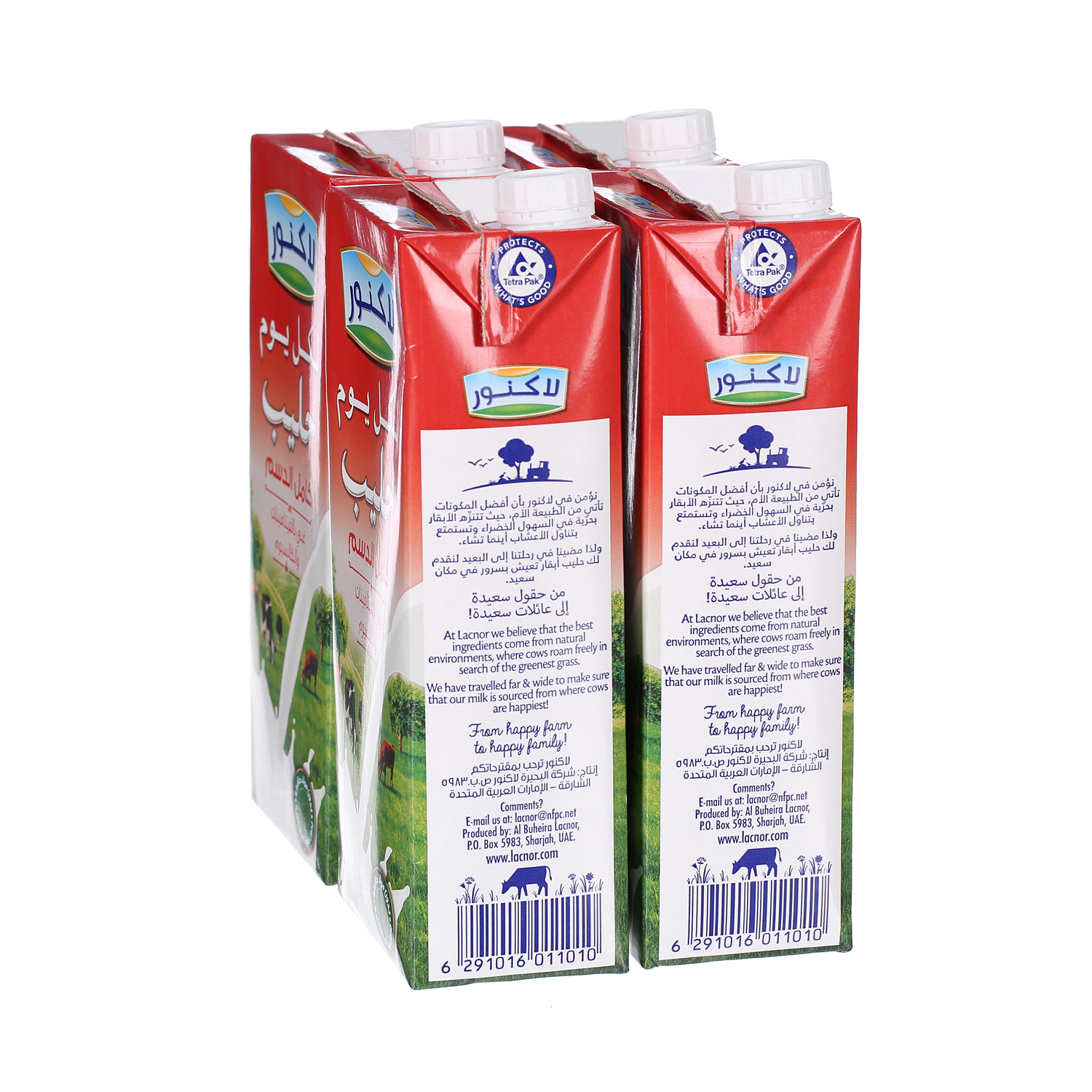 Lacnor Long Life Full Cream Milk 1 L × 4 Pack