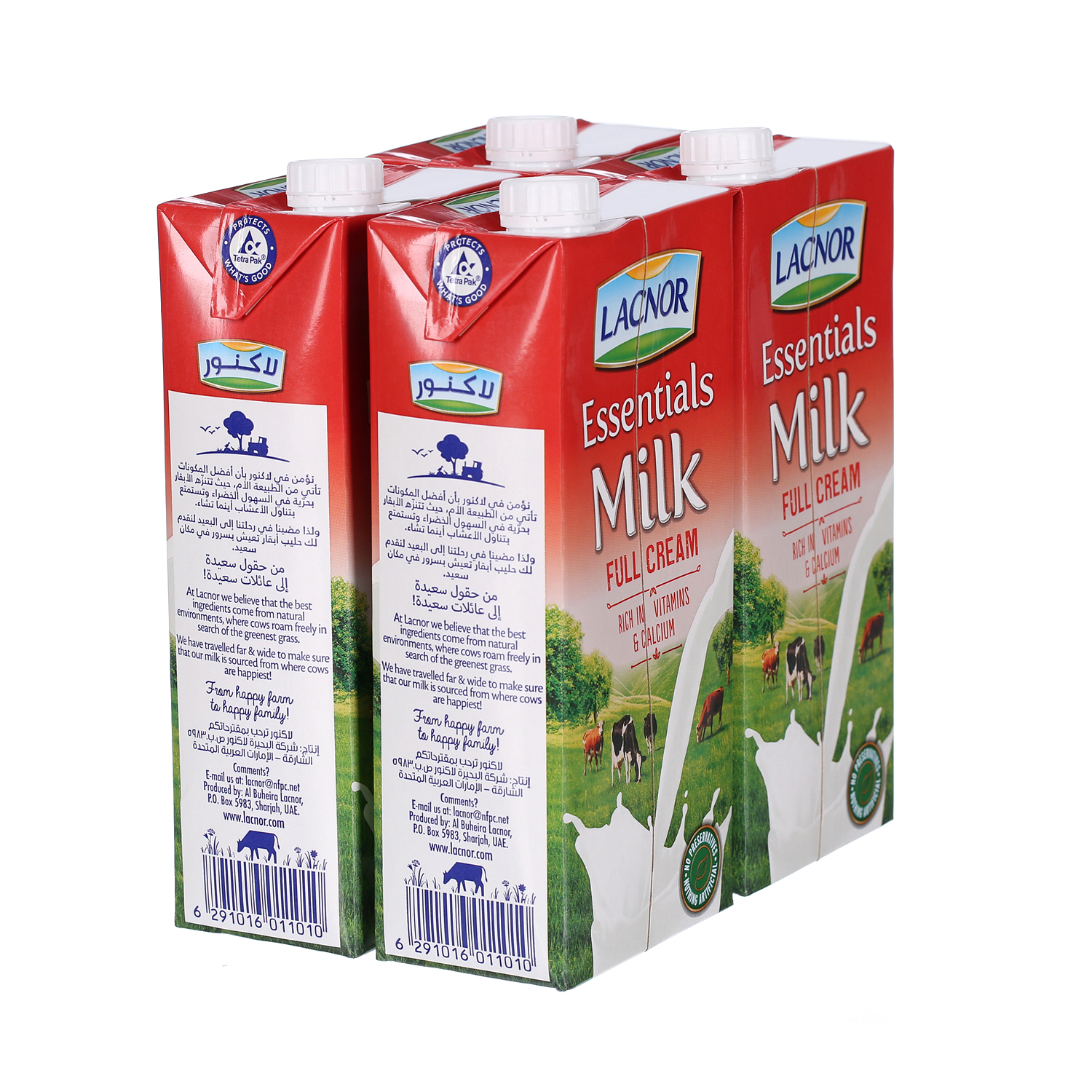 Lacnor Long Life Full Cream Milk 1 L × 4 Pack