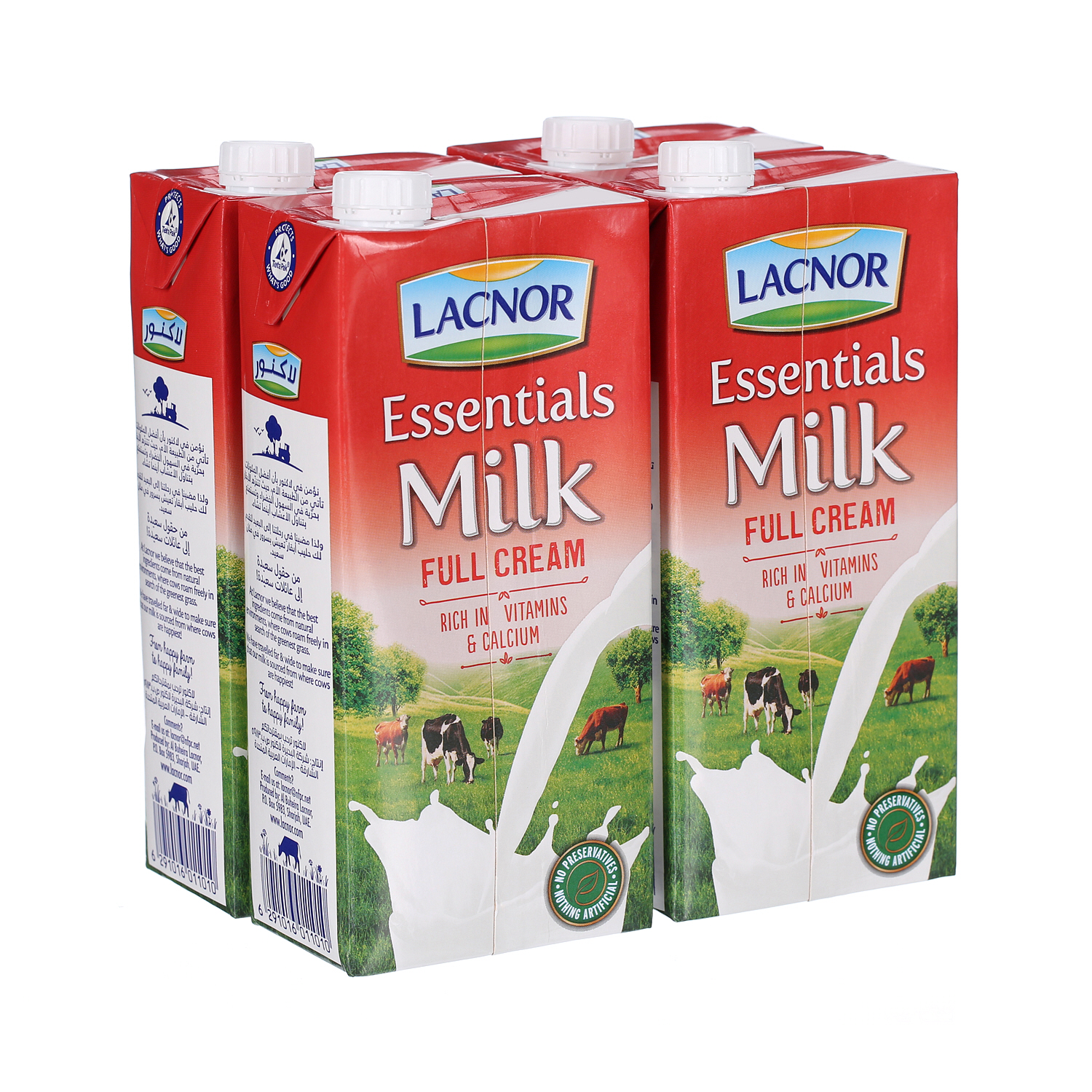 Lacnor Long Life Full Cream Milk 1 L × 4 Pack