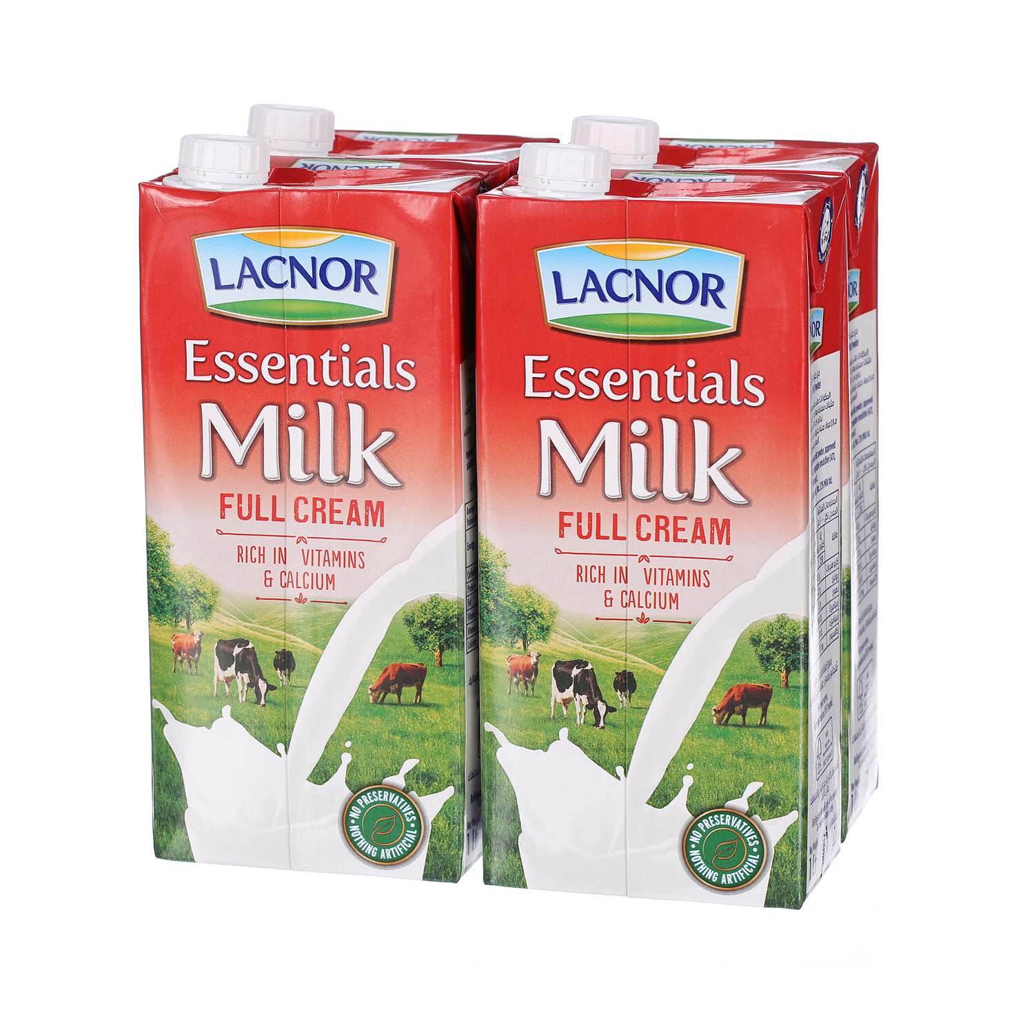 Lacnor Long Life Full Cream Milk 1 L × 4 Pack