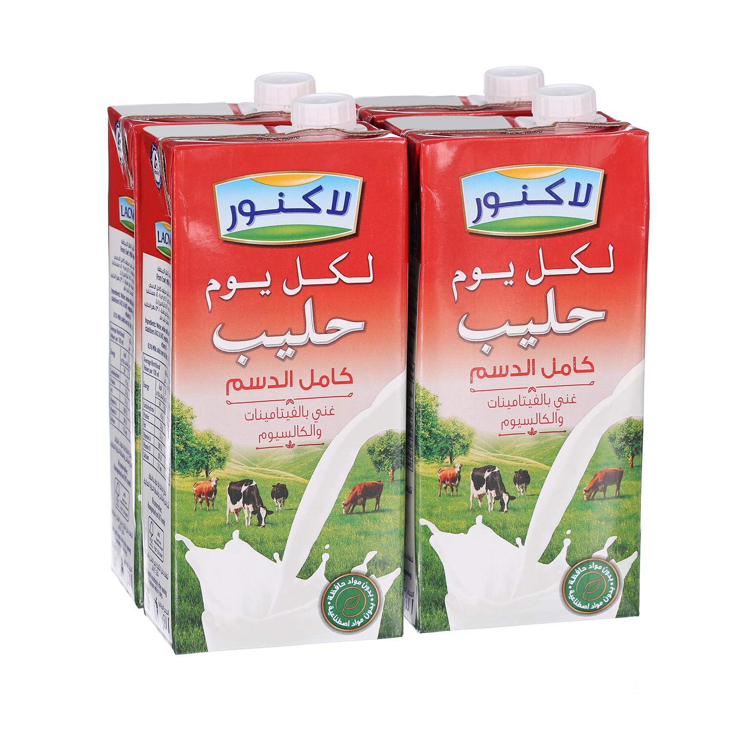 Lacnor Long Life Full Cream Milk 1 L × 4 Pack