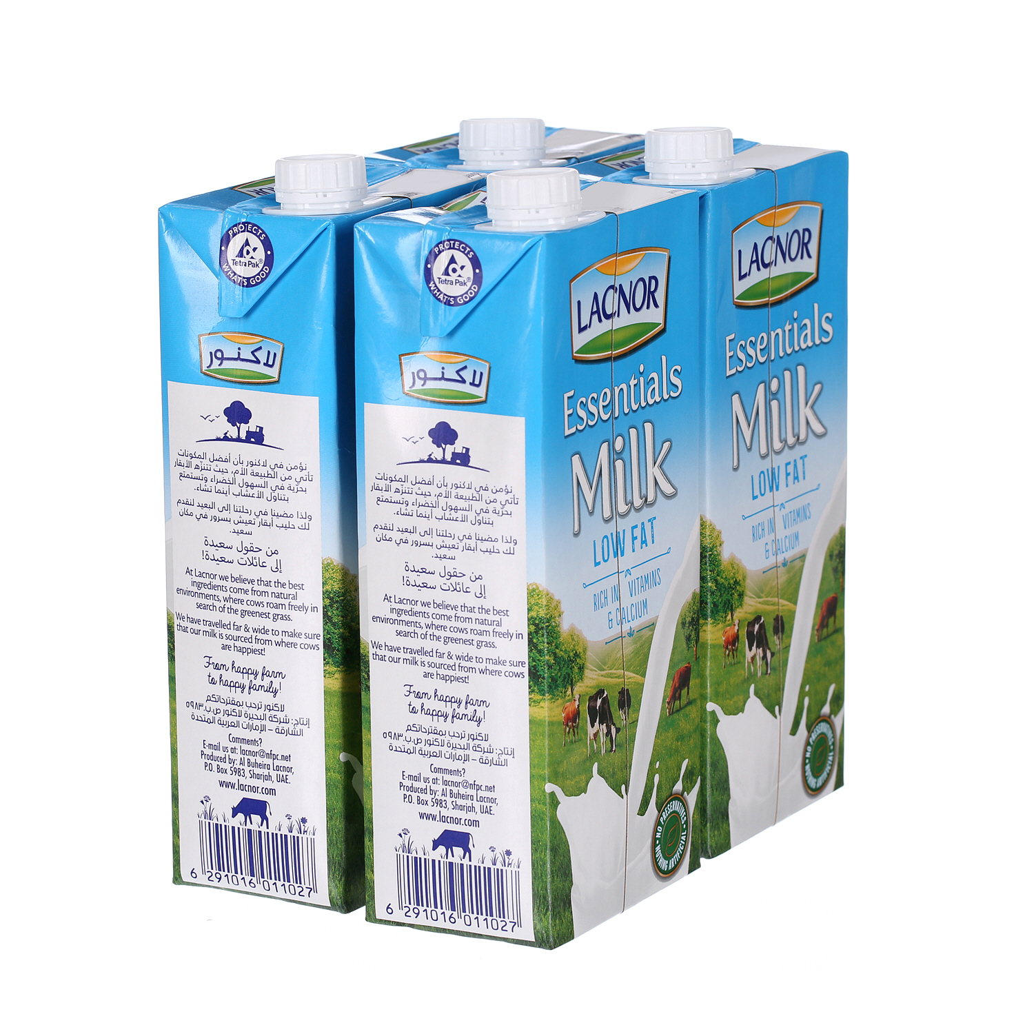 Lacnor Long Life Low Fat Milk 1 L × 4 Pack