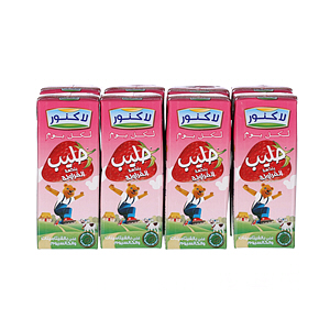 Lacnor Essentials Strawberry Flavored Milk 180 ml Pack of 8