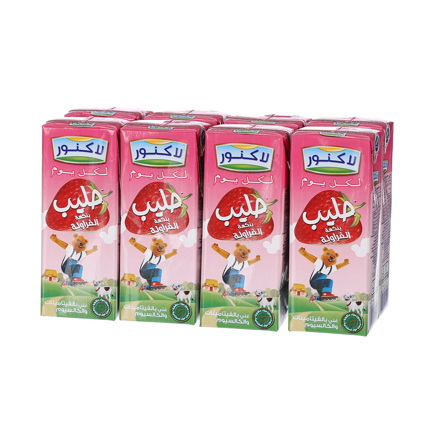 Lacnor Essentials Strawberry Flavored Milk 180 ml Pack of 8