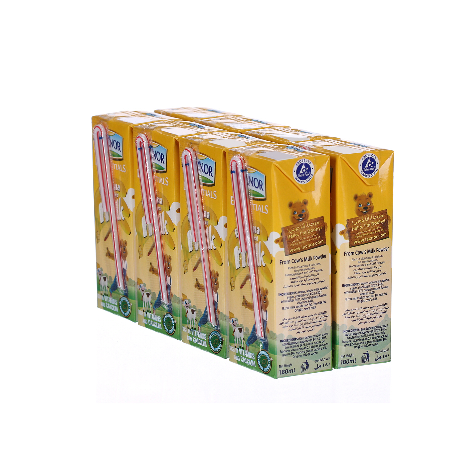 Lacnor Banana Milk 180 ml × 8 Pack