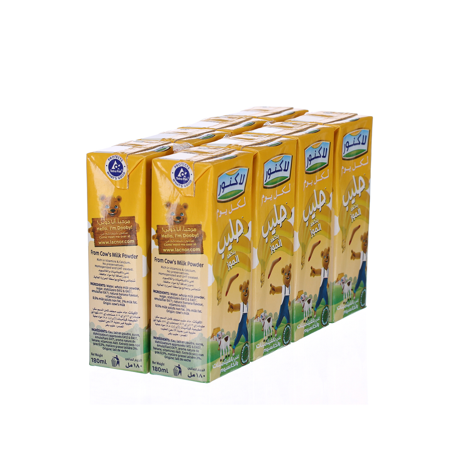 Lacnor Banana Milk 180 ml × 8 Pack