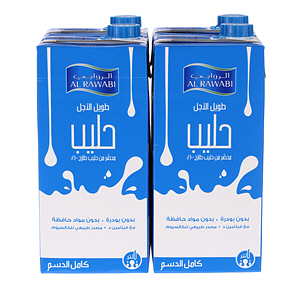 Al Rawabi Full Cream Long Life Milk 1 L × 4 Pack