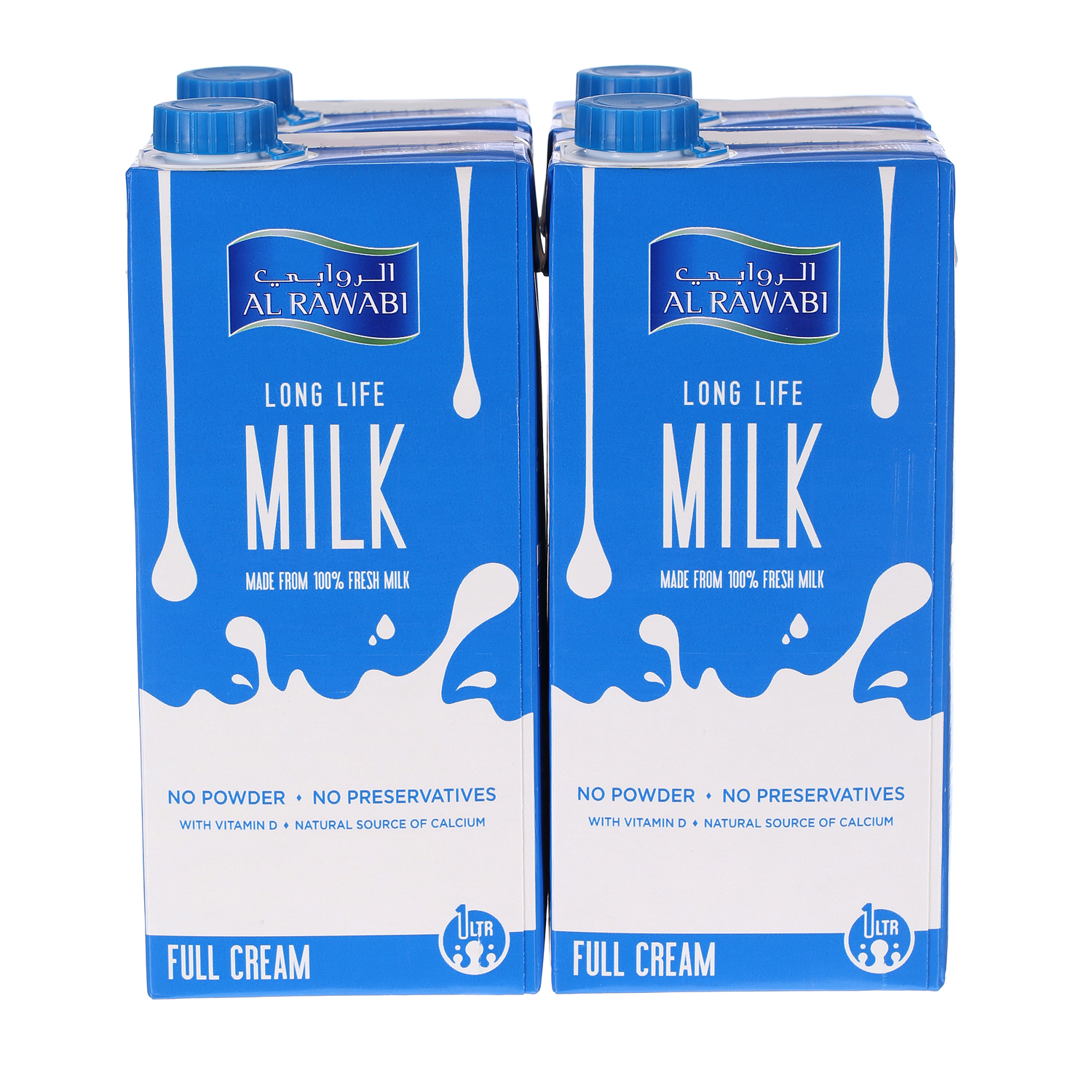 Al Rawabi Full Cream Long Life Milk 1 L × 4 Pack