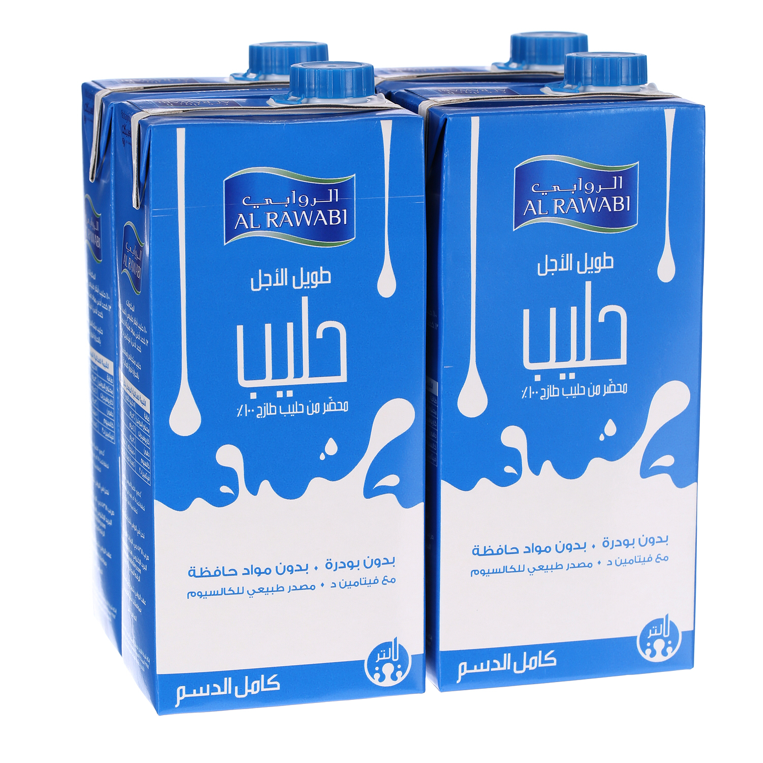 Al Rawabi Full Cream Long Life Milk 1 L × 4 Pack